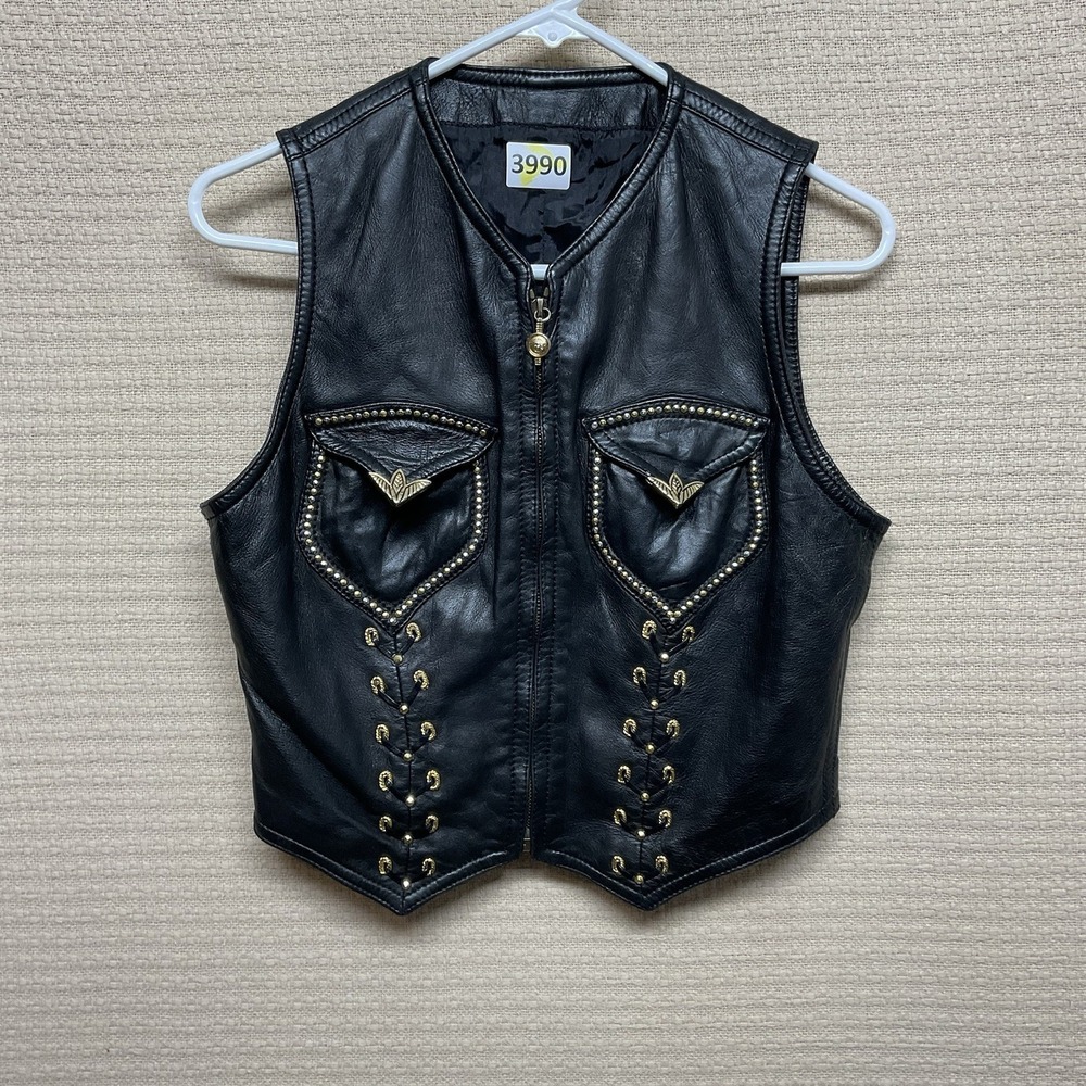 Gianni Versace Spring 1993 Western Lambskin Leather Gold Embellish Vest Small